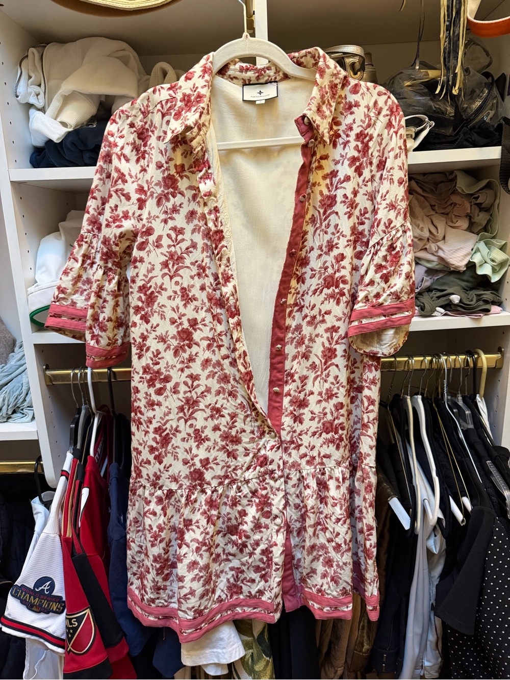Tuckernuck Cream Nightdress with Dusty Rose Floral Print